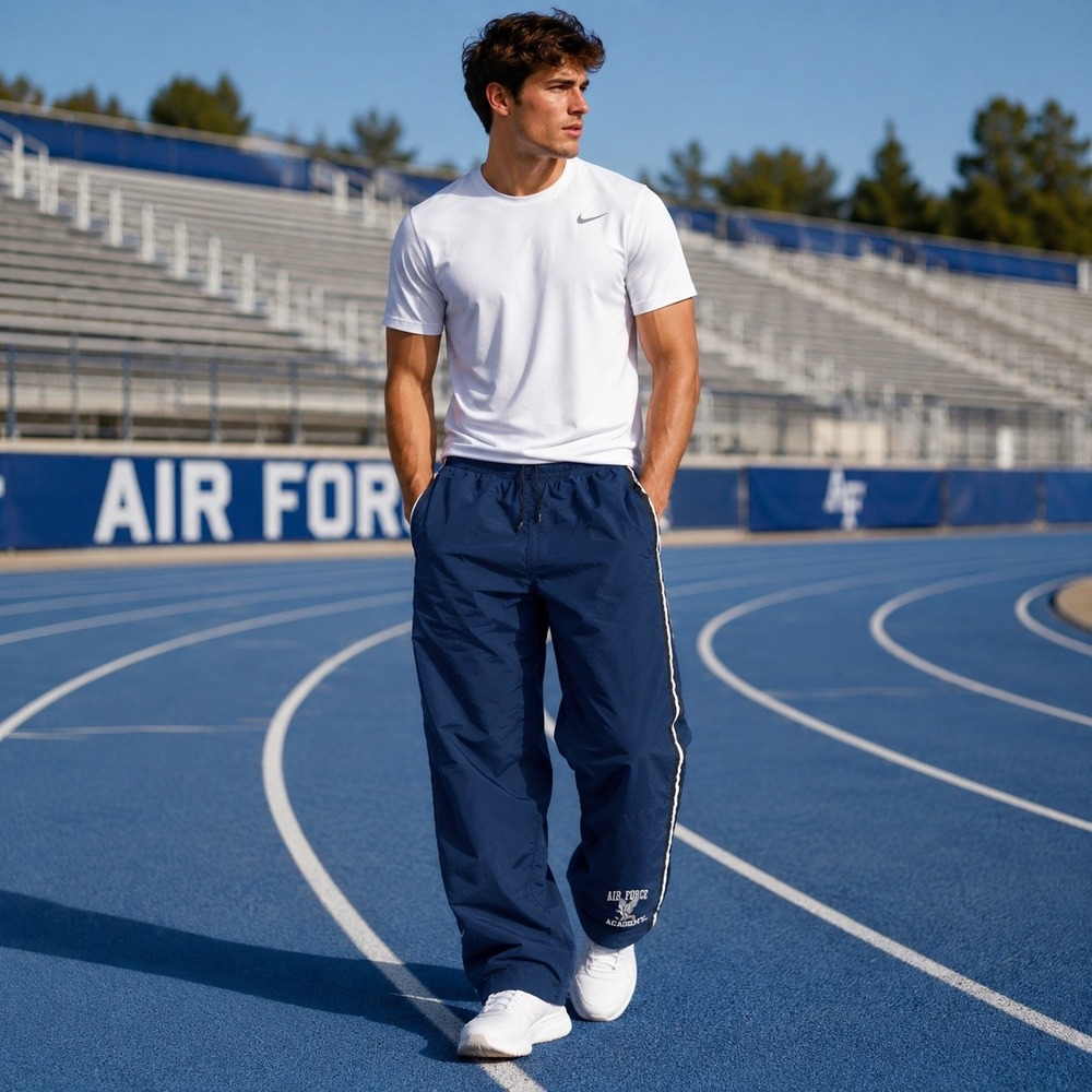 Vintage Gear For Sports Track Pants Men Medium Navy Blue Air Force Academy Nylon